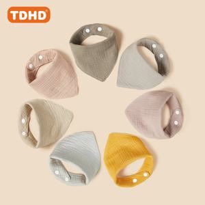 TDHD 7 PCSBaby 솔리드 컬러 퓨어 코튼 모슬린 침 타올 부드럽고 피부 친화적이며 흡수성이 뛰어나고 패셔너블한 컬러 모슬린 턱받이