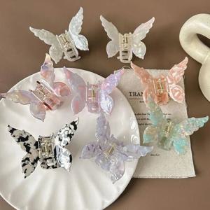 아세테이트 나비 머리 발톱 다채로운 프랑스 스타일 헤어 스타일링 도구 액세서리 레트로 우아한 헤어 클램프 여성 스위트 헤어핀