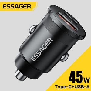 Essager 45W 차량용 충전기 iPhone 16 15 14 용 고속 충전 듀얼 포트 PD QC3.0 Type-C 빠른 충전기 Samsung Xiaomi Huawei Oppo