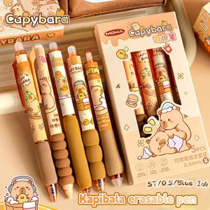 귀여운 Capybara 동물 젤 펜 지울 수 있고 리필 가능한 잉크 펜 학교 사무용품을위한 얼룩없는 쓰기 편지지 선물