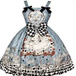 빈티지 고딕 로리타 스타일 슬립 드레스 여성 하라주쿠 Y2k 민소매 다크 버니 프린트 파티 드레스 Girly Kawaii Bow Vestidos