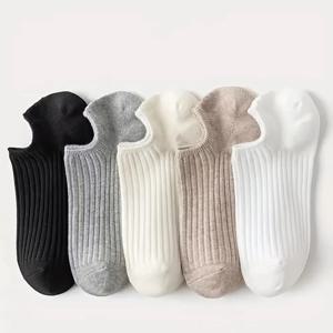 5 쌍 여성 만화 발목 양말 통기성 편안한 캐주얼 다목적 패션 솔리드 보트 양말 남여 공용 심플 Bl