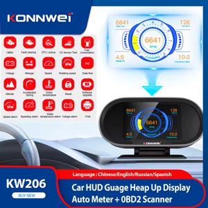 신형 2in1 KONNWEI KW206 자동차 진단 HUD OBD2 자동차 코드 리더 어댑터 스캐너 자동차 도구 온보드 컴퓨터 디스플레이
