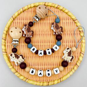 맞춤형 영어 러시아어 실리콘 알파벳 이름 아기 말 실리콘 비즈 펜던트 고리 체인 치발기 아기 귀여운 선물