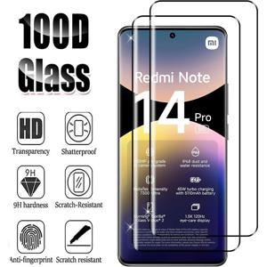 레드미 노트 14 프로 5G/4G /레드미 노트 14 프로 + 5G용 2/4개 HD 강화유리 3D 곡면 사면 접착 스크린 보호필름