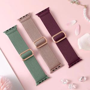 애플 워치용 탄성 스트랩, 여성용 신축성 손목 밴드, 아이워치 시리즈 9, 8, 7, 6, 40mm, 38mm, 44mm, 42mm, 41mm, 45mm, 3 팩