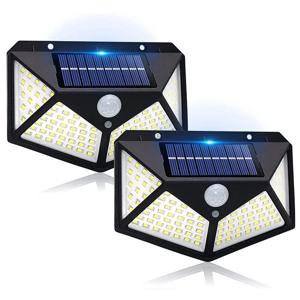 100 LED 태양광 PIR 모션 센서 벽등 야외 태양광 램프 방수 태양광 가로등 정원 장식