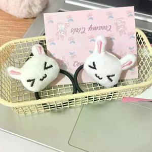 1/2개 귀여운 플러시 토끼 머리끈 로리타 소녀 학생용 포니테일 헤어 로프 헤어 액세서리
