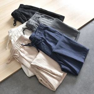 남성 캐주얼 바지 헐렁한 streetwear 남성 조깅 코튼 린넨 스포츠 바지 남성용 긴 스트레이트 바지