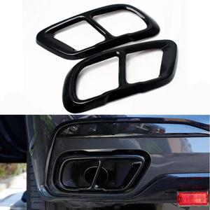 2pcs 자동차 머플러 배기 파이프 테일 커버 트림 외부 알루미늄 고광택 블랙 BMW X5 G05 X6 G06 X7 G07 2019 2020 2021