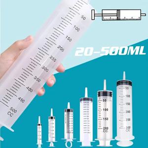 애완동물을 위한 20-500ml 주사기 수유 도구 액체 측정용 튜브가 있는 대용량 플라스틱 주사기