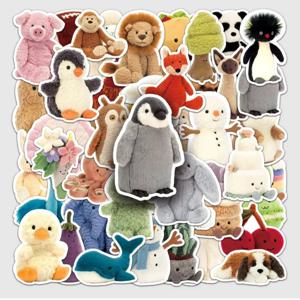 51pcs 귀여운 인형 봉제 토끼 곰 펭귄 만화 스티커 방수 장식 수하물 노트북 전화 스크랩북 스티커