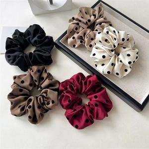 한국 여성 헤어 간단한 새틴 Scrunchies 웨이브 포인트 헤어 밴드 여자 포니 테일 홀더 고무 밴드 헤어 넥타이 헤어 액세서리