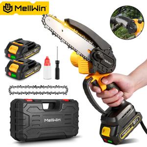 MELLWIN 6인치 무선 전기 체인톱 미니 휴대용 전정톱 목공용 절단 톱 도구 마키타 18V 배터리용