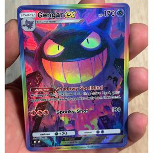 3개/세트 Ex HP170 겐가 DIY 애니메이션 PTCG 컬렉션 카드 영어 스푸키 샷 굴절 색상 플래시 릴리프 카드 어린이 선물 장난감