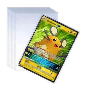 100개 게임 카드 슬리브 투명 보호 케이스 호환 트레이딩 카드 폴더 케이스 포켓몬 어린이 장난감 선물용