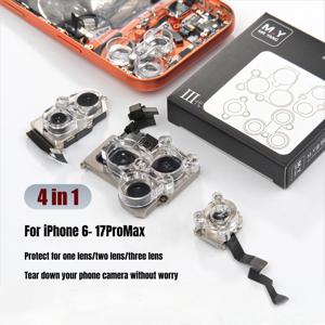YCS 4 in 1 마그네틱 흡착식 후면 카메라 수리 보호 캡 커버 (아이폰 17 16 15 14 13 12 11 X XR XS Max 7 8 6 6S 호환)