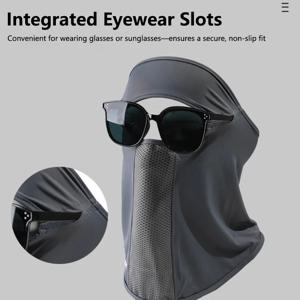 SPF50+ 페이셜 여름 스포츠 이어코드 스카프 마스크 목 보호 안티 UV 아이스 실크 자외선 차단 마스크 안경 구멍이 있는 페이스 베일
