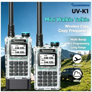 콴셩 UV-K1 미니 무전기 AM/FM 멀티밴드 무선 주파수 복사 장거리 타입-C 충전기 (캠핑용) UVK5 K6