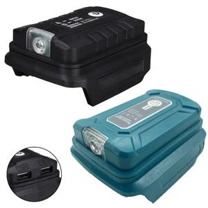 Makita 14.4V/18V Li-on 배터리 용 어댑터 LED 작업 조명 BL1830 BL1430 BL1850 Makita 용 LED 램프가있는 듀얼 USB 변환기