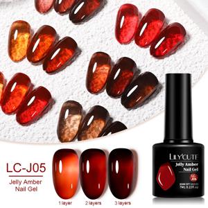 LILYCUTE 7ML 젤리 앰버 젤 매니큐어 브라운 크리스탈 반투명 ​​무딘 컬러 네일 아트 젤 세미 퍼머넌트 UV 젤 폴란드어 바니시