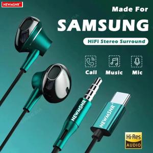 타입 C&3.5mm 헤드폰 HiFi 베이스 스테레오 볼륨 조절 헤드셋 HD 마이크 유선 이어버드 아이폰15-17/삼성 시리즈 이어폰용