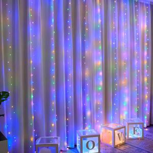 LED 커튼 문자열 조명 크리스마스 갈 랜드 장식 요정 빛 8 모드 USB 원격 제어 웨딩 홀리데이 파티 침실 홈