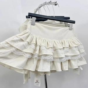 여성용 귀여운 로리타 스커트 Y2k 의류, 프렌치 레이스 패치워크, 하이 웨이스트, 푹신한 짧은 케이크 스커트, A라인 고딕 스커트, 신상