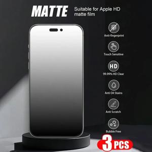 3팩 iPhone 16 15 14 13 12 11 Plus Mini XR XS Max 9H 안티 스크래치 풀 커버리지용 무광택 강화 유리 화면 보호기