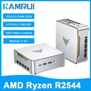 KAMRU 미니 PC AMD Ryzen R2544 16GB DDR4 512GB M.2 SSD 최대 3.7GHz 윈도우 11 PRO WIFI2.4G+5G 마이크로 데스크탑 컴퓨터 (사무용)