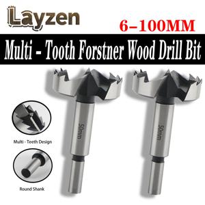 레이젠 6-100mm 포스너 드릴 비트 다중 톱니 목재 홀쏘 라운드 샹크 셀프 센터링 힌지 보링 고탄소강 커터