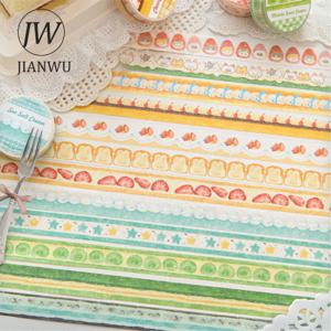 JIANWU 15mm*200cm 딩딩 케이크 샵 시리즈 귀여운 딸기 풍경 소재 콜라주 와시 테이프 창의적인 저널 문구