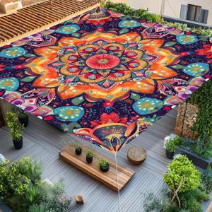 만다라 프린트 캠핑 차양 텐트 캠핑 방수포 피크닉 커버 야외 캠핑 텐트 피크닉 매트 테라스 발코니 천장 천