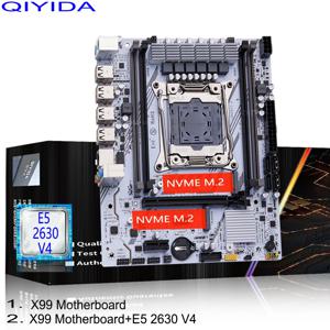 QIYIDA X99 마더보드 세트 키트(LGA2011-3 Xeon E5 2630 V4 CPU DDR4 메모리 PCI 16x NVME M.2 SATA USB 포함)