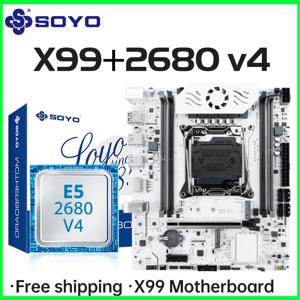 SOYO X99 TPM2.0 마더보드 세트 LGA2011-3 Xeon E5 2680 V4 CPU DDR4 8G*1 지원 DDR4 RAM M.2 SATA3 컴퓨터 액세서리