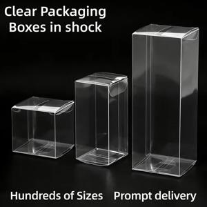 50pcs 투명 플라스틱 PET 접이식 사각형 디스플레이 상자 PVC 소매 선물 사각형 포장 투명 커피 캔디 보관 상자