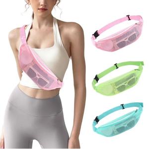 지퍼 메쉬 허리 가방 조절 가능한 스트랩 휴대용 투명 숄더백 경량 PVC 속이 빈 크로스바디 패니백 사이클링용