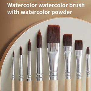 8개 나일론 수채화 페인트 브러쉬 세트, 아크릴 오일 수채화 그림용 전문 미술 브러쉬, 평면 및 둥근 팁 포함