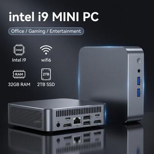 LENO 미니 PC 게이머 휴대용 컴퓨터 인텔 코어 i9-10980HK 32GB 램 2TB SSD FHD 블루투스 WiFi6 윈도우 11 게이밍 오피스 4K HDMI