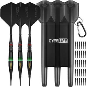 CyeeLife 황동 소프트 팁 다트 16g, 휴대용 케이스 및 추가 플라스틱 포인트 및 플라이트, 전문 전자 다트 세트