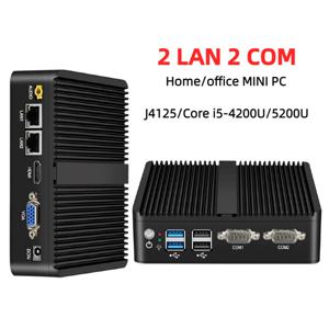 팬리스 산업용 PC N5105 2955U i5 4200U 5200U i3-5005U 미니 PC 윈도우 우분투 2개 기가비트 이더넷 2개 COM RS232 WiFi HDMI VGA