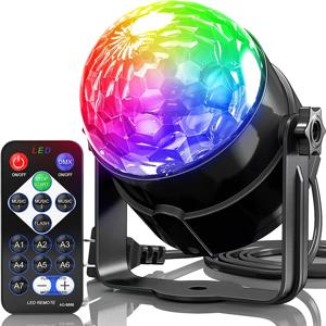 7 가지 색상 스트로브 라이트 사운드 활성화 무대 원격 제어 디스코 볼 램프 홈 룸 파티 어린이 생일 웨딩 바