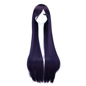 긴 직선 코스프레 가발 블랙 퍼플 블랙 레드 핑크 블루 다크 브라운 100 Cm 합성 머리 가발
