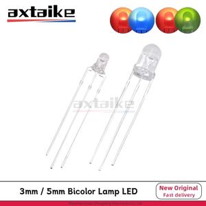 50PCS 3mm 5mm 바이 컬러 램프 빨간색 녹색 파란색 일반적인 양극/음극 3Pin 투명 콜로이드 하이라이트 LED 방출 다이오드 DIY 키트