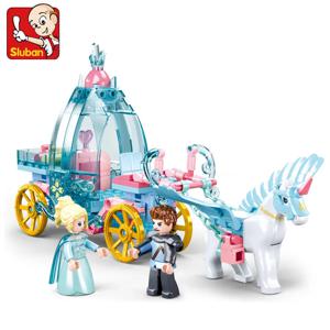 191Pcs 친구 얼음과 눈 말 캐리지 빌딩 블록 세트 생일 선물 DIY 크리 에이 티브 벽돌 소녀를위한 교육 장난감