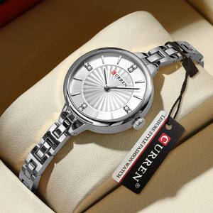 CURREN 여성 럭셔리 시계 패션 여성 석영 손목 시계 톱 브랜드 라인 석 다이얼 시계 방수 Reloj Mujer 9097