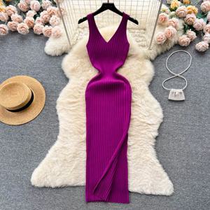 YuooMuoo 세련된 패션 섹시한 랩 엉덩이 분할 니트 가을 드레스 여성 슬림 탄성 Bodycon 롱 드레스 streetwear 의상 vestido