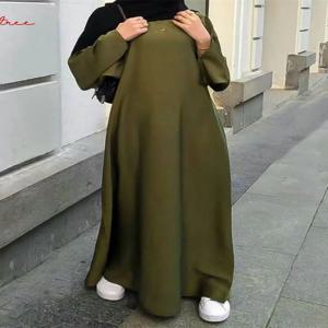 패션 Sliky Djellaba 이슬람 드레스 두바이 전체 길이 플레어 소매 소프트 Abaya 두바이 터키 이슬람 이슬람 가운 WY921