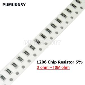 200PCS 1206 SMD 1/2W 칩 저항기 0R ~ 10M 1 10R 100R 220R 330R 470R 1K 4.7K 10K 47K 100K 10 100 330 470 1M 옴 5% 저항