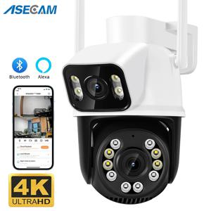 새로운 8MP 4K PTZ Wifi 카메라 듀얼 렌즈, 듀얼 스크린 Ai 인간 감지 자동 추적 야외 감시 카메라 iCSee